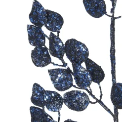 Blue Glitter Sequin Leaf Spray Christmas Sprays|