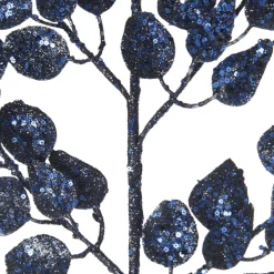 Blue Glitter Sequin Leaf Spray Christmas Sprays|