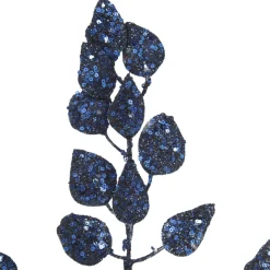 Blue Glitter Sequin Leaf Spray Christmas Sprays|