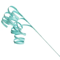 Bright Blue Glitter Curly Ribbon Christmas Pick Christmas Tree Picks|