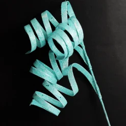 Bright Blue Glitter Curly Ribbon Christmas Pick Christmas Tree Picks|