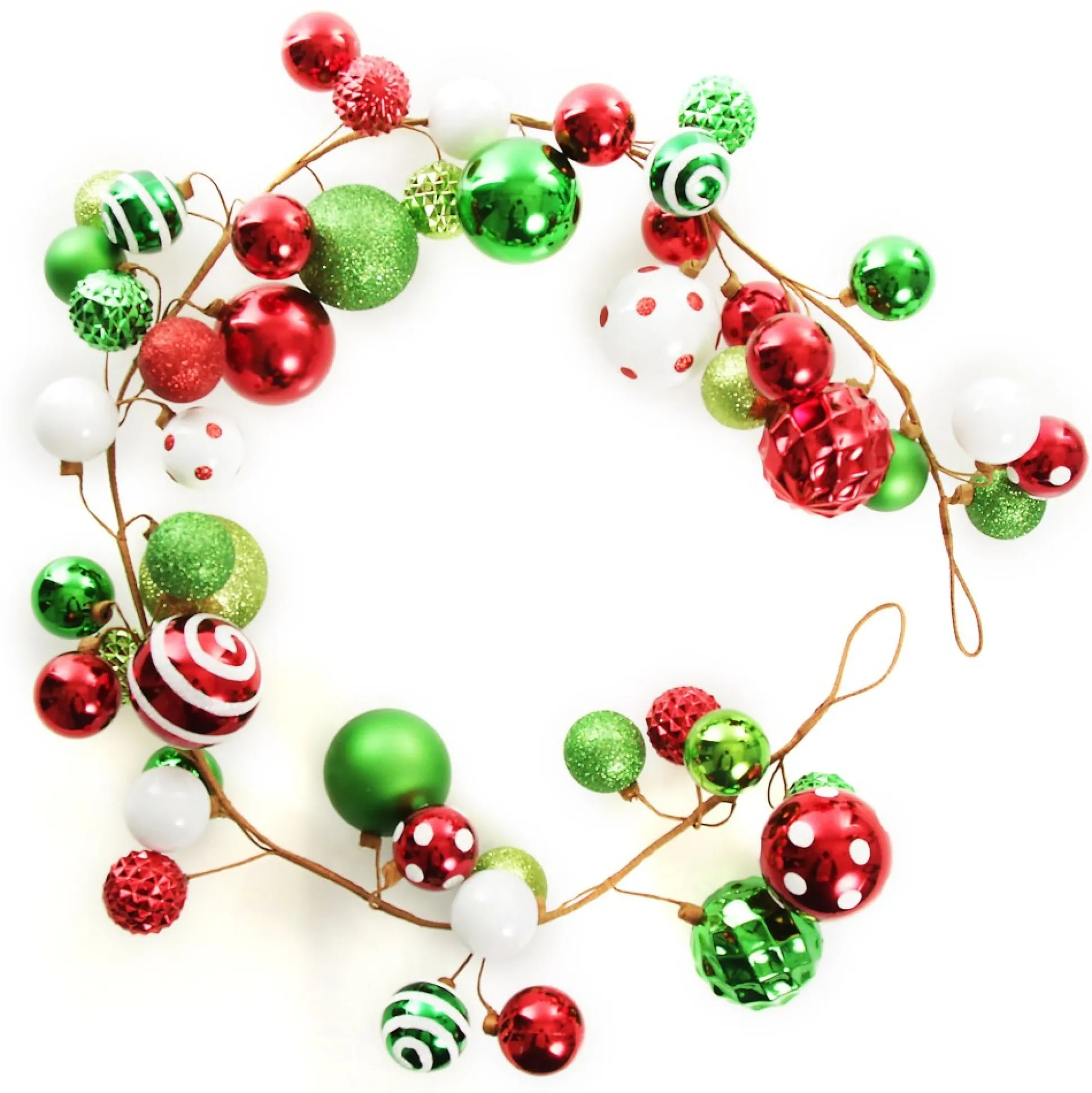 Bright Fun Red Green and White Bauble Christmas Garland Tree Garlands|