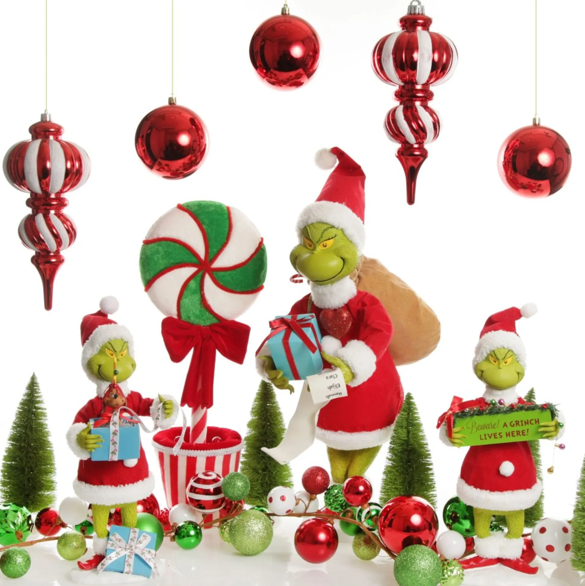 Bright Fun Red Green and White Bauble Christmas Garland Tree Garlands|