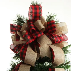 Buffalo Check Deluxe Tree Topper Bow with Streamers Tree Toppers|