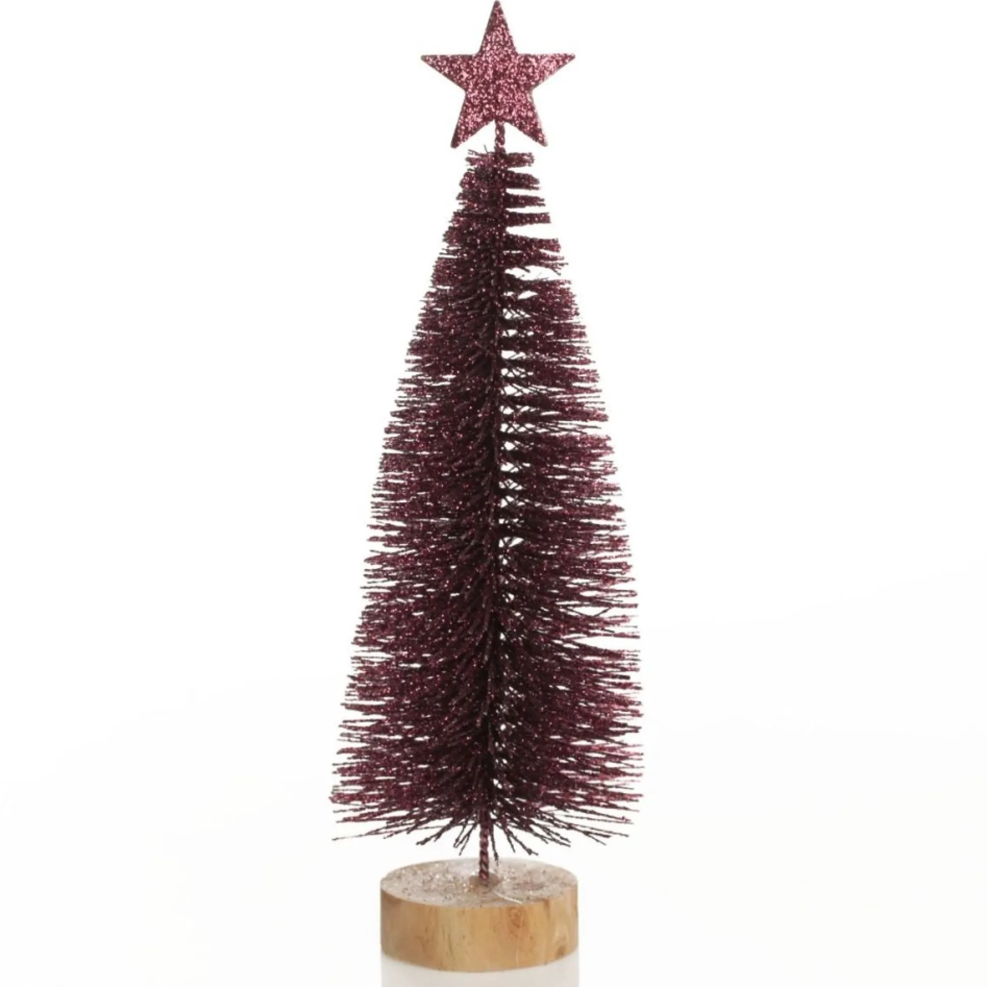 Burgundy Bottle Brush Tree - Small Set of 2 Table Top Christmas Trees|