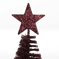 Burgundy Bottle Brush Tree - Small Set of 2 Table Top Christmas Trees|