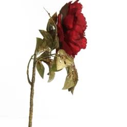 Burgundy Peonie Flower Stem with Glitter Sprinkles Christmas Flowers|