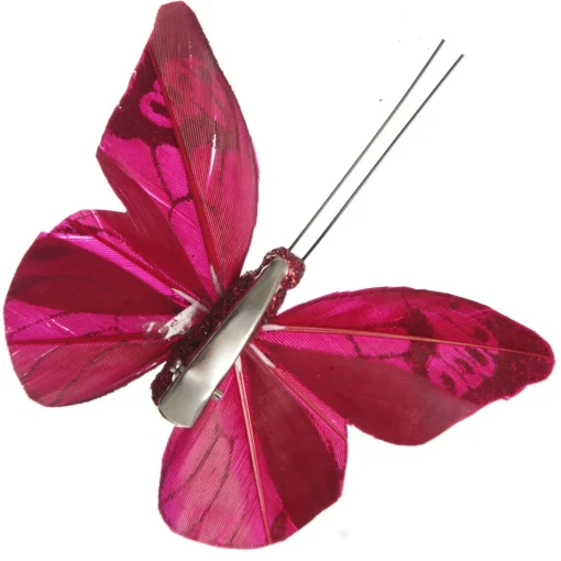 Burgundy Red Glitter Sheer Butterfly Clip Butterflies And Birds|