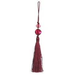 Burgundy Tassel with Bead Christmas Tree Decorations|