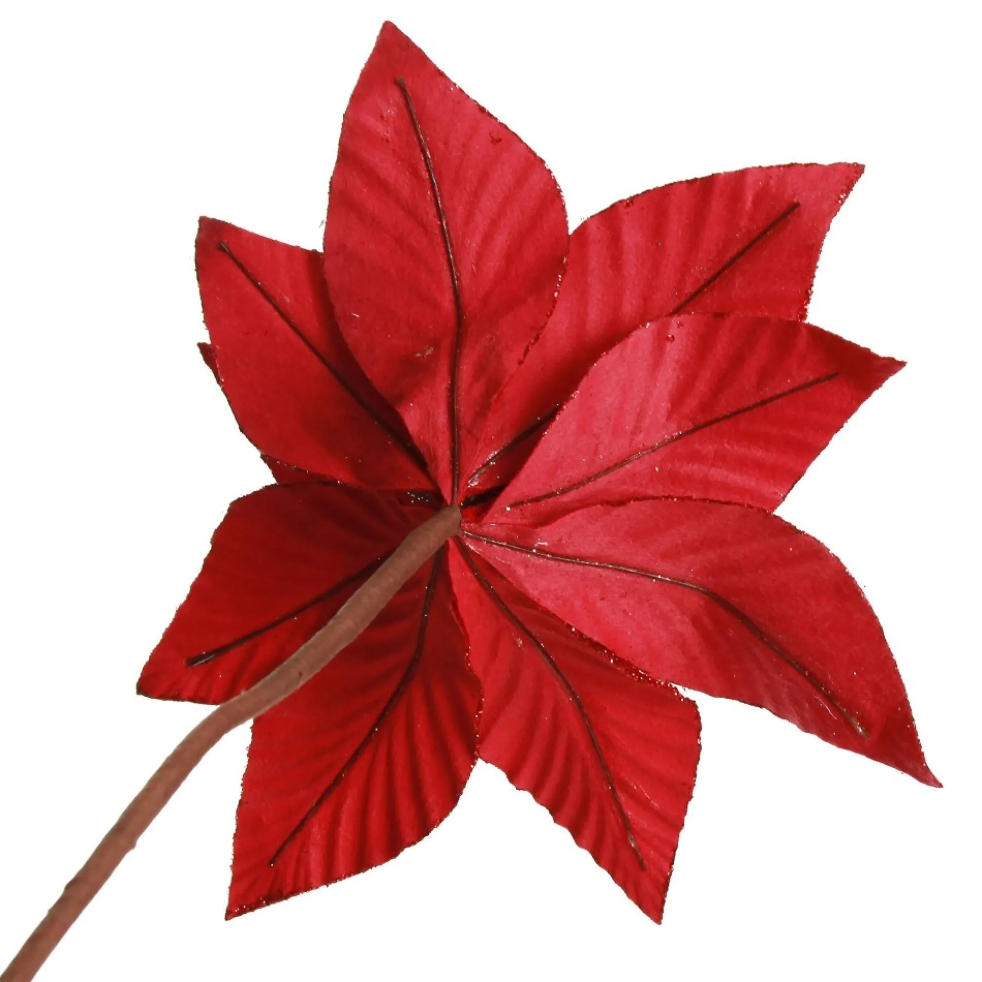 Burgundy Velvet Poinsettia Flower Stem Christmas Flowers|