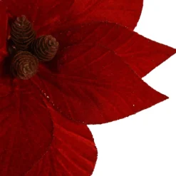 Burgundy Velvet Poinsettia Flower Stem Christmas Flowers|