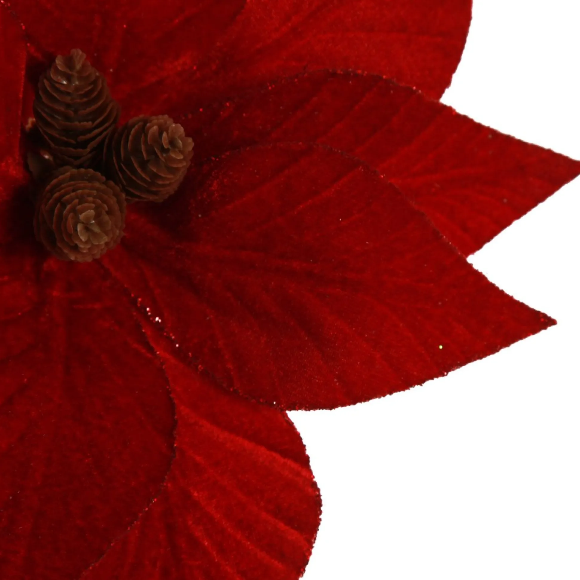 Burgundy Velvet Poinsettia Flower Stem Christmas Flowers|