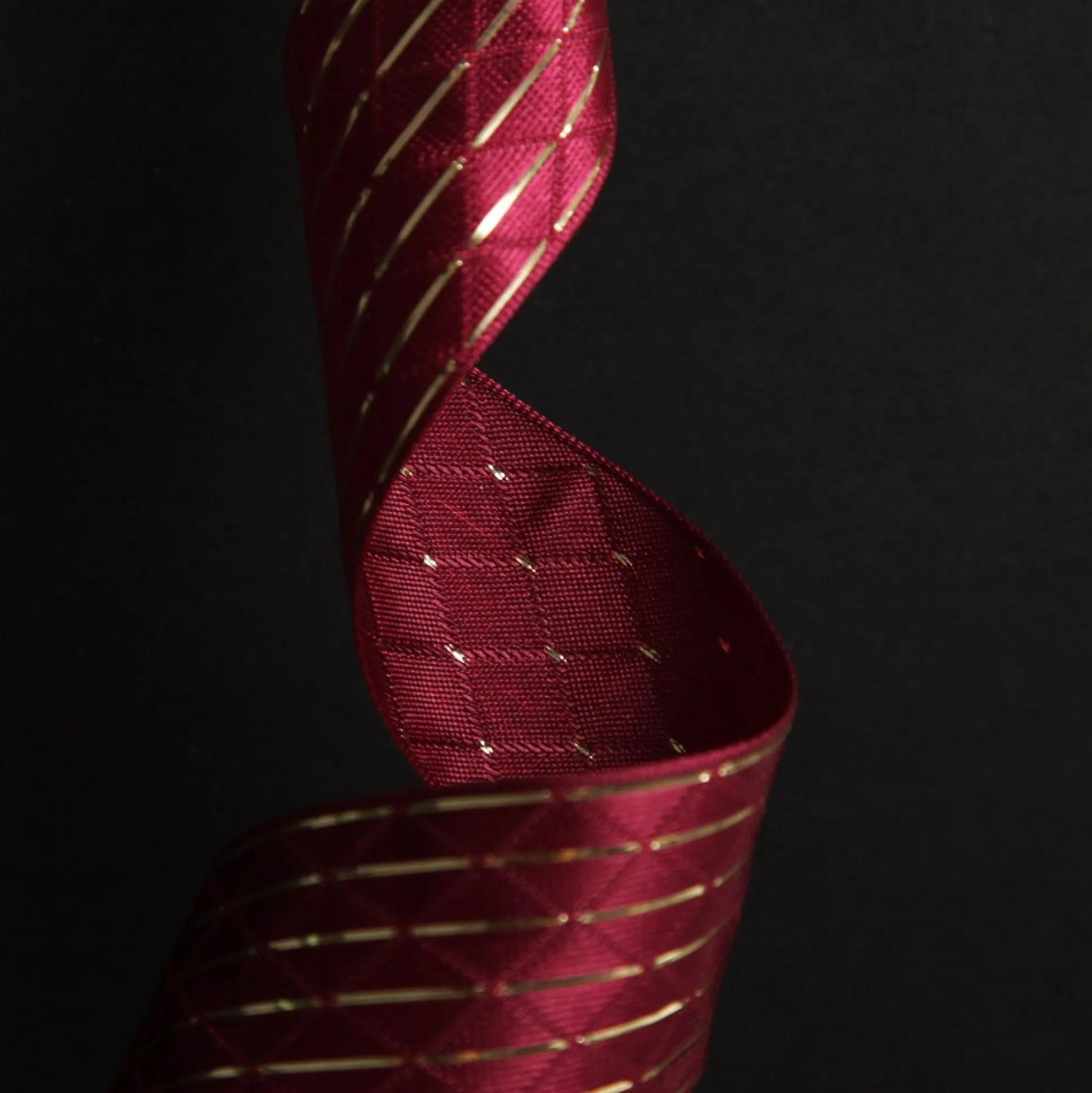 Burgundy Wired Christmas Ribbon with Gold Flecks - 3.8cm Ribbons|
