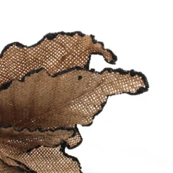 Burlap Flower Pick Black Glitter Trim Christmas Flowers|