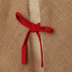 Burlap Merry Christmas Tree Skirt - Red Trim Christmas Tree Skirts|