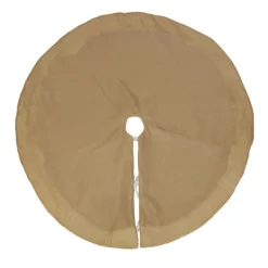 Burlap Merry Christmas Tree Skirt - White Fur Trim Christmas Tree Skirts|