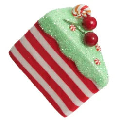 Candy Cane and Mint Velvet Cake Slice Christmas Tree Decoration Christmas Tree Decorations|