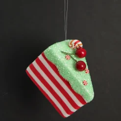 Candy Cane and Mint Velvet Cake Slice Christmas Tree Decoration Christmas Tree Decorations|