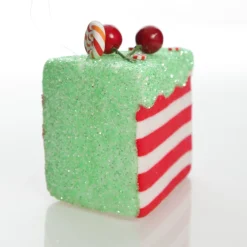 Candy Cane and Mint Velvet Cake Slice Christmas Tree Decoration Christmas Tree Decorations|