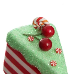 Candy Cane and Mint Velvet Cake Slice Christmas Tree Decoration Christmas Tree Decorations|