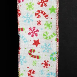 Candy Cane and Snowflake Ribbon - 6.3cm Ribbons|