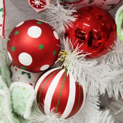Candy Cane Dots and Stripes Christmas Baubles - Set of 6 Christmas Bauble Sets|