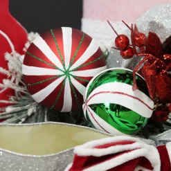 Candy Cane Dots and Stripes Christmas Baubles - Set of 6 Christmas Bauble Sets|