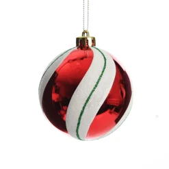 Candy Cane Dots and Stripes Christmas Baubles - Set of 6 Christmas Bauble Sets|