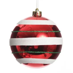 Candy Cane Dots and Stripes Christmas Baubles - Set of 4 Christmas Bauble Sets|