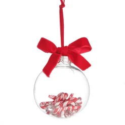 Candy Cane Filled Clear Shatterproof Bauble Decorative Christmas Baubles|