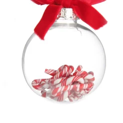 Candy Cane Filled Clear Shatterproof Bauble Decorative Christmas Baubles|