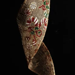 Candy Cane Hessian Ribbon with Wired Edge - 6.3cm Ribbons|