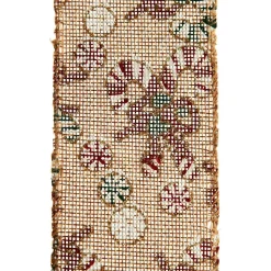 Candy Cane Hessian Ribbon with Wired Edge - 6.3cm Ribbons|