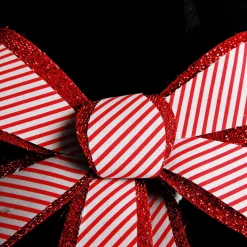 Candy Cane Stripe Christmas Bow with Glitter Edge Christmas Bells And Bows|