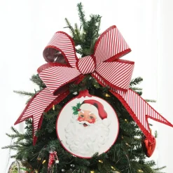 Candy Cane Stripe Christmas Bow with Glitter Edge Christmas Bells And Bows|