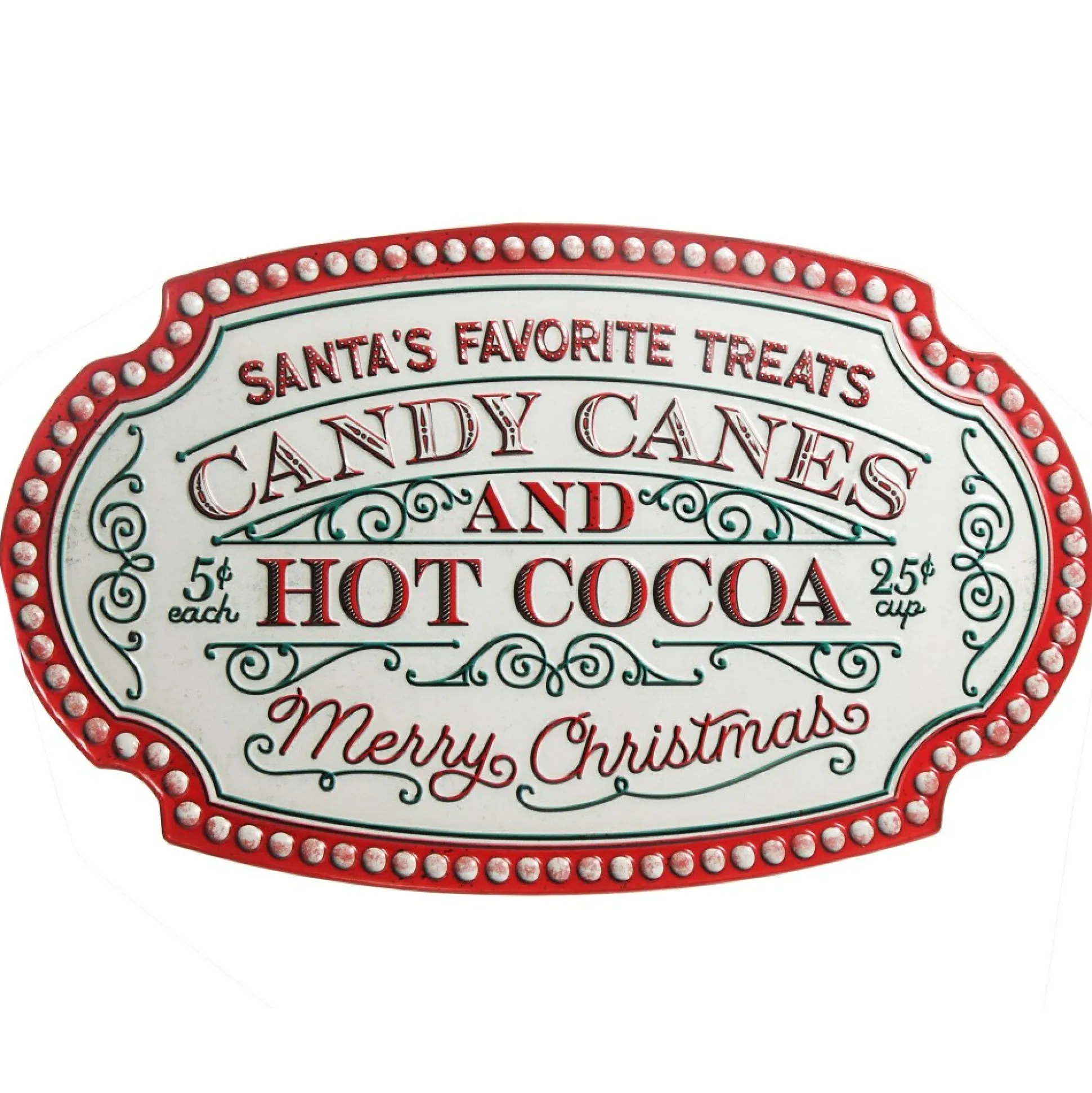 Candy Canes and Hot Cocoa Retro Metal Christmas Sign Wall Hangings And Signs|