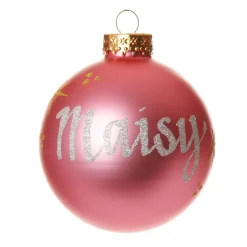 Candy Pink Glass Personalised Christmas Bauble Glass Baubles|
