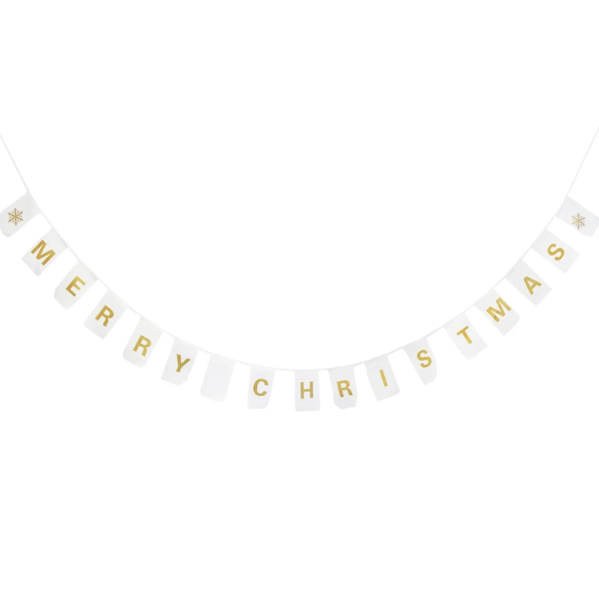 Canvas Gold Merry Christmas Printed Bunting Tree Garlands|