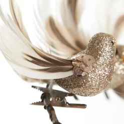 Champagne Bird Clip with Feather Tail - Set of 3 Butterflies And Birds|Champagne Bird Clip With Feather Tail - Set Of 3