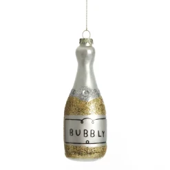 Champagne Bottle Gold Glitter Bubbly Glass Tree Decoration Christmas Tree Decorations|