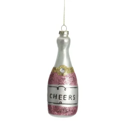 Champagne Bottle Pink Glitter Cheers Glass Tree Decoration Christmas Tree Decorations|