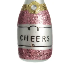 Champagne Bottle Pink Glitter Cheers Glass Tree Decoration Christmas Tree Decorations|