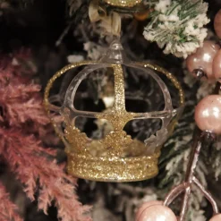 Champagne Glitter and Clear Crown Christmas Decoration Christmas Tree Decorations|