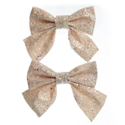 Champagne Glitter Bow - Set of 2 Christmas Bells And Bows|