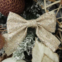 Champagne Glitter Bow - Set of 2 Christmas Bells And Bows|