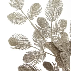 Champagne Glitter Feathers with Butterfly Spray Pick Christmas Sprays|