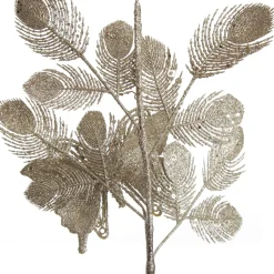 Champagne Glitter Feathers with Butterfly Spray Pick Christmas Sprays|