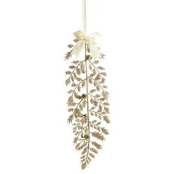 Champagne Glitter Fern Tree Decoration with Mini Bells Christmas Tree Decorations|
