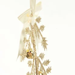 Champagne Glitter Fern Tree Decoration with Mini Bells Christmas Tree Decorations|