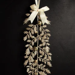 Champagne Glitter Fern Tree Decoration with Mini Bells Christmas Tree Decorations|